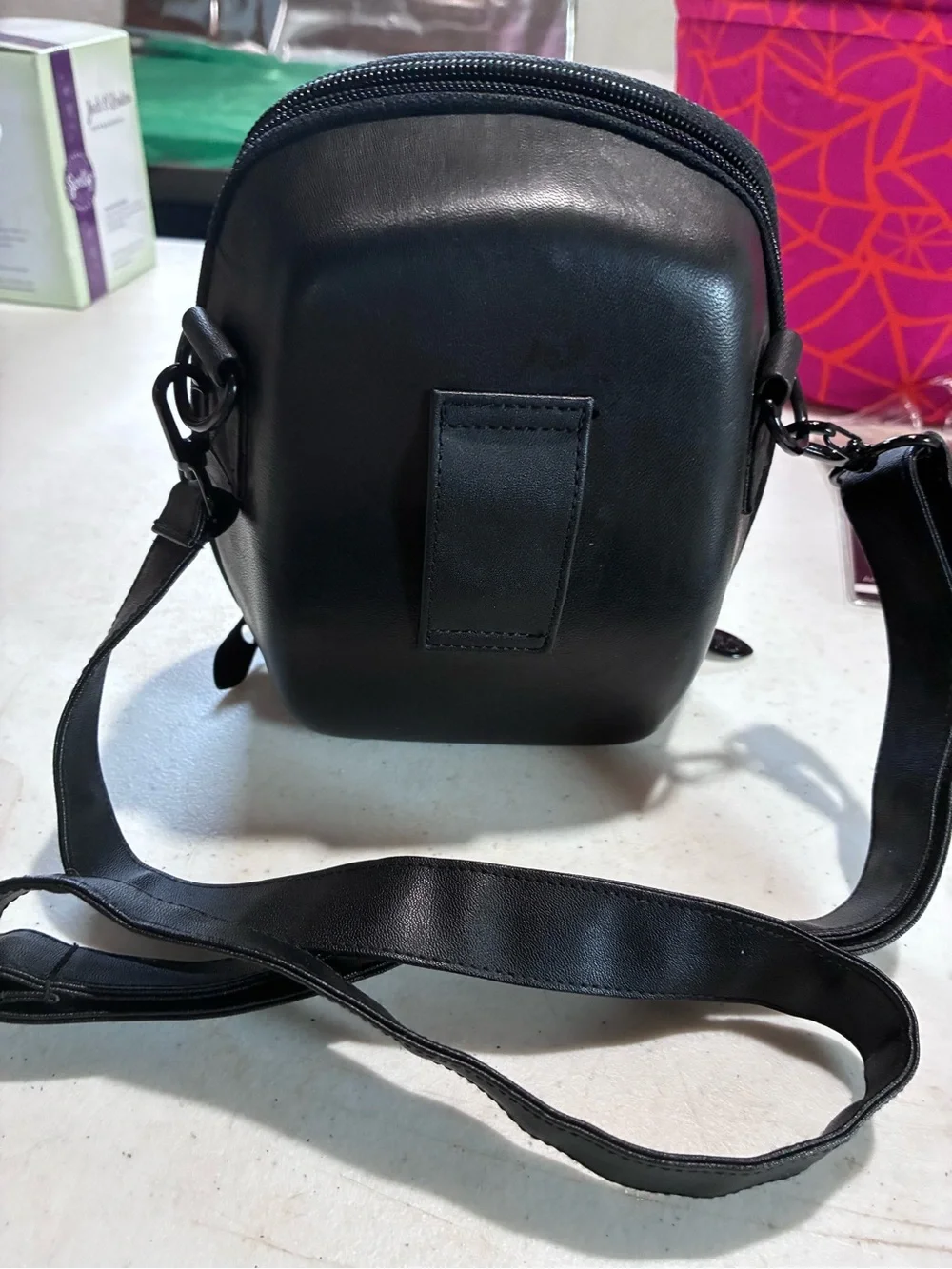 Lamborghini Black Leather Camera Bag